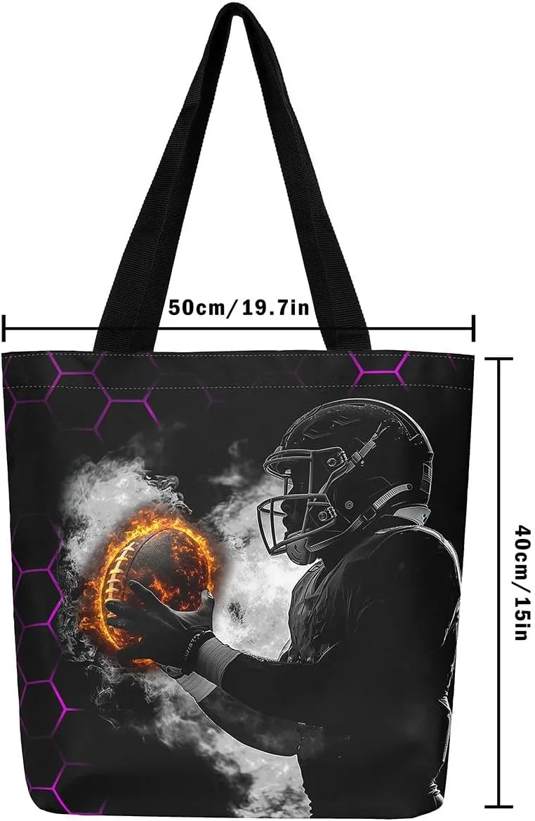 Castle Fairy Gamer Canvas Tote Bag Aesthetic for Women,Ball Sports Reusable Grocery Handbag