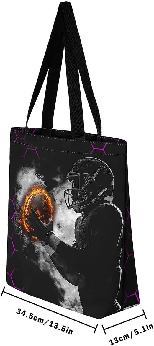Castle Fairy Gamer Canvas Tote Bag Aesthetic for Women,Ball Sports Reusable Grocery Handbag