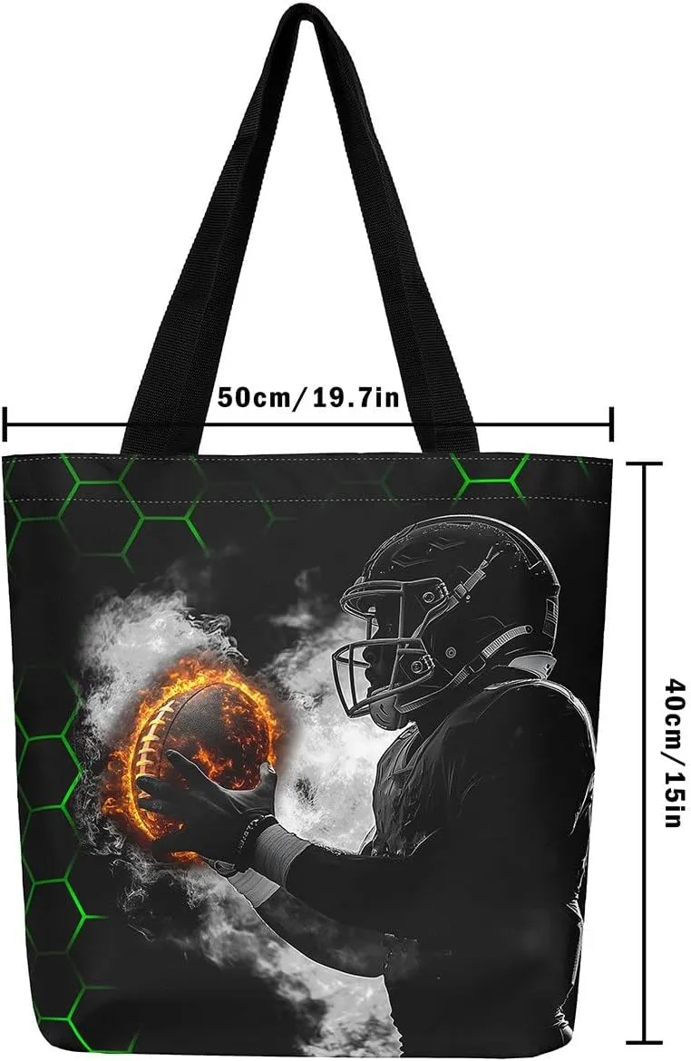 Castle Fairy Gamer Canvas Tote Bag Aesthetic for Women,Ball Sports Reusable Grocery Handbag