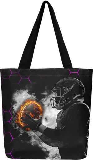 Castle Fairy Gamer Canvas Tote Bag Aesthetic for Women,Ball Sports Reusable Grocery Handbag
