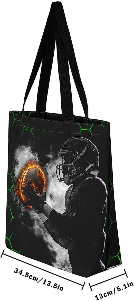 Castle Fairy Gamer Canvas Tote Bag Aesthetic for Women,Ball Sports Reusable Grocery Handbag