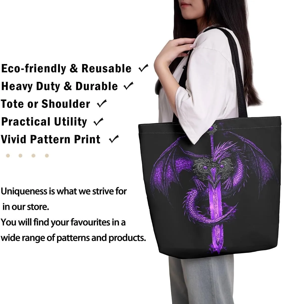 Castle Fairy Gamer Canvas Tote Bag Aesthetic for Women,Sports Reusable Grocery Handbag
