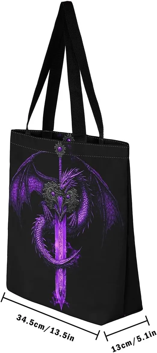 Castle Fairy Gamer Canvas Tote Bag Aesthetic for Women,Sports Reusable Grocery Handbag