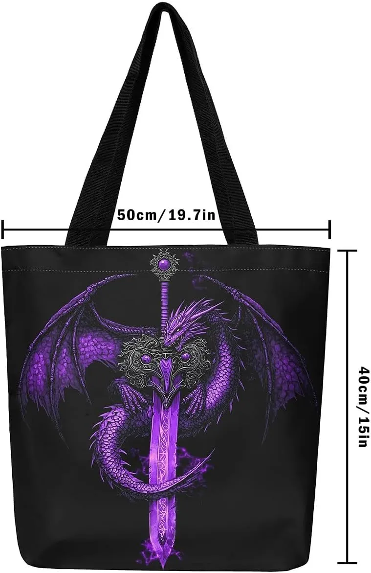 Castle Fairy Gamer Canvas Tote Bag Aesthetic for Women,Sports Reusable Grocery Handbag