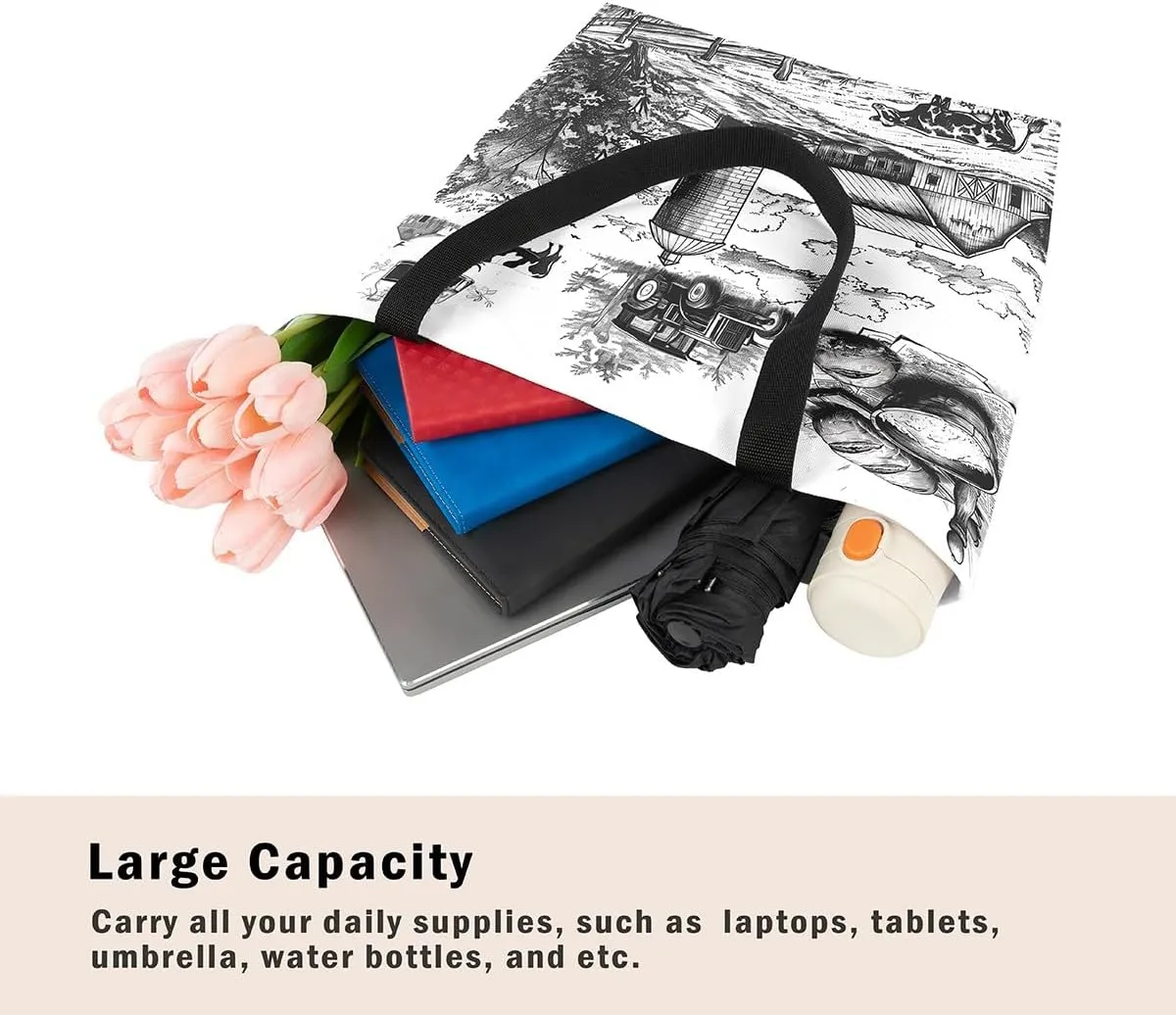 Castle Fairy Kids Teens Canvas Tote Bag Aesthetic for Women Girls,Colorful Animals Floral Reusable Grocery Handbag