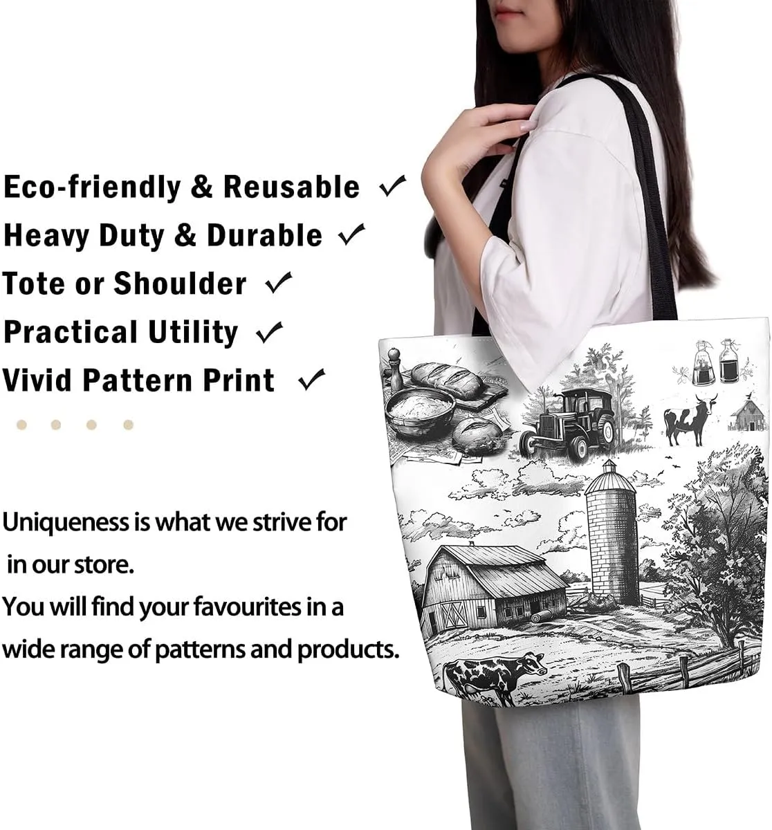 Castle Fairy Kids Teens Canvas Tote Bag Aesthetic for Women Girls,Colorful Animals Floral Reusable Grocery Handbag