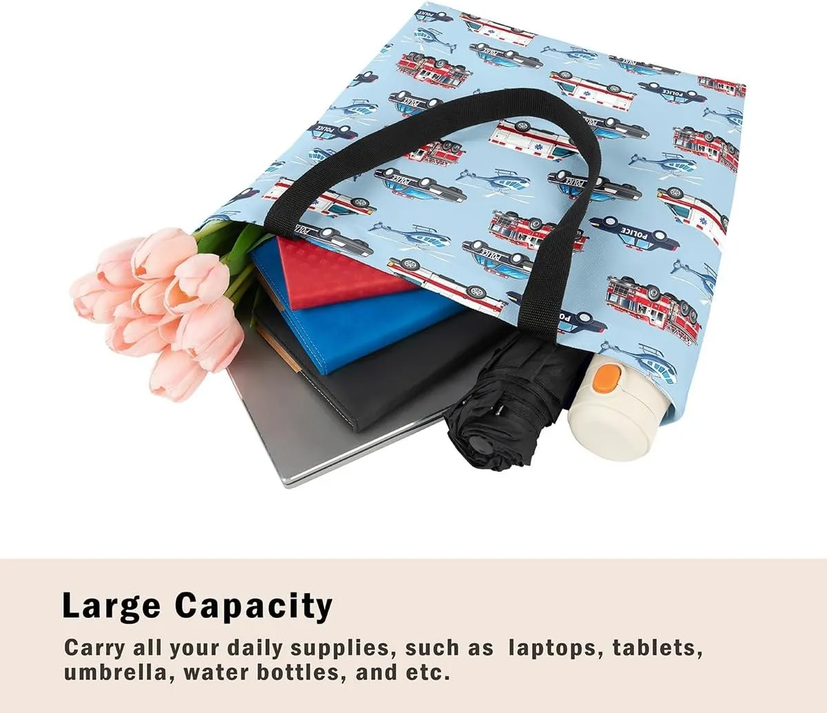 Castle Fairy Retro Train Canvas Tote Bag Aesthetic for Kids Boys,Red Green Blue Train Reusable Grocery Handbag