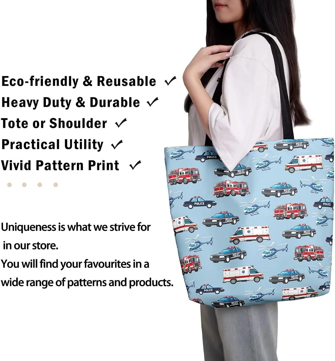 Castle Fairy Retro Train Canvas Tote Bag Aesthetic for Kids Boys,Red Green Blue Train Reusable Grocery Handbag