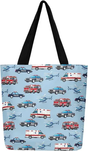 Castle Fairy Retro Train Canvas Tote Bag Aesthetic for Kids Boys,Red Green Blue Train Reusable Grocery Handbag