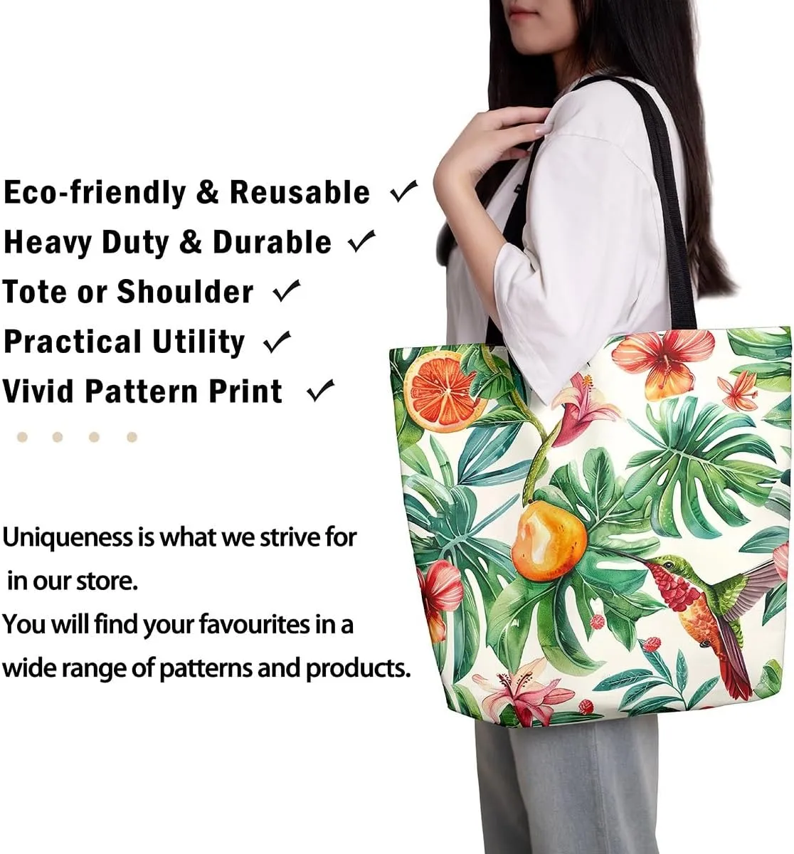 Castle Fairy Rustic Flowers Canvas Tote Bag Shabby Chic Floral Shoulder Bag for Women
