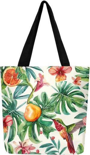 Castle Fairy Rustic Flowers Canvas Tote Bag Shabby Chic Floral Shoulder Bag for Women