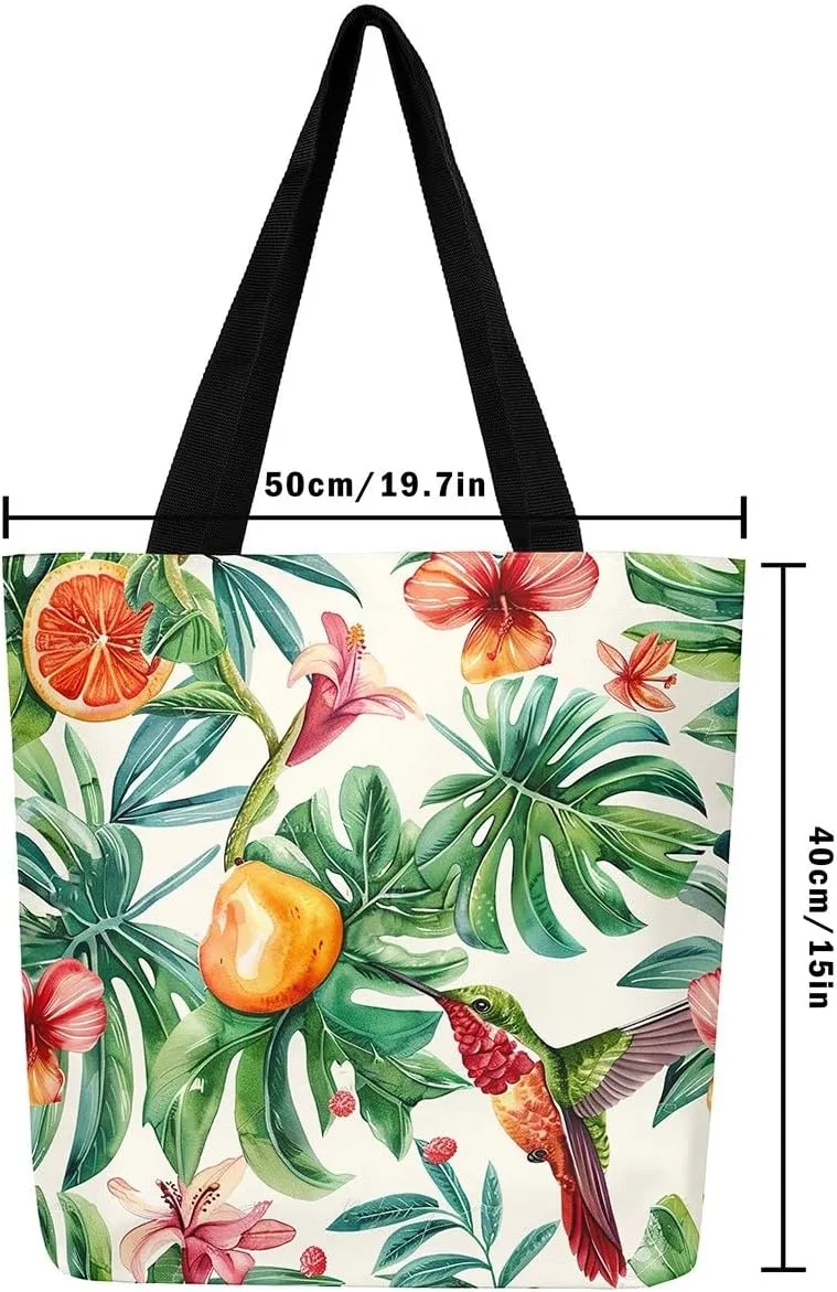Castle Fairy Rustic Flowers Canvas Tote Bag Shabby Chic Floral Shoulder Bag for Women