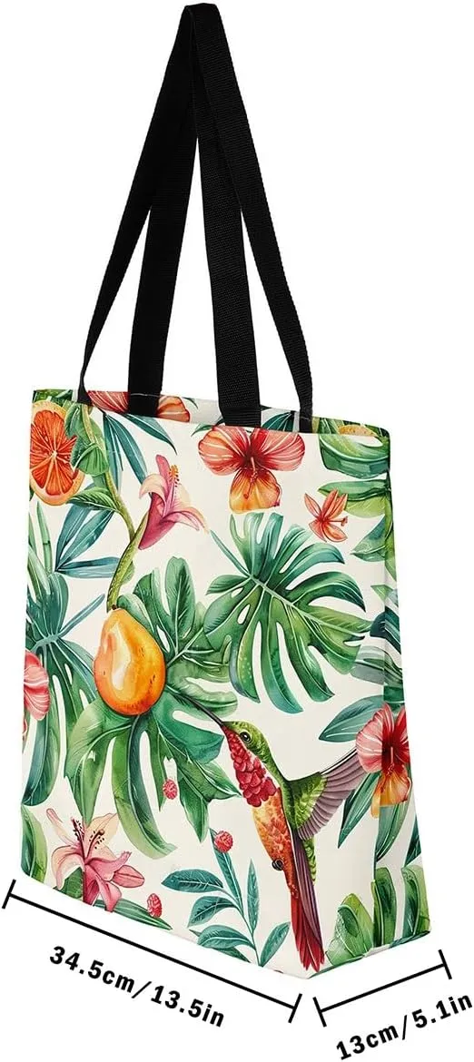 Castle Fairy Rustic Flowers Canvas Tote Bag Shabby Chic Floral Shoulder Bag for Women