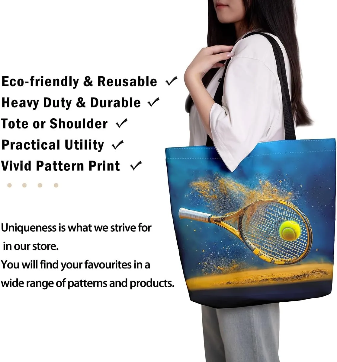 Castle Fairy Tennis Canvas Tote Bag for Adults