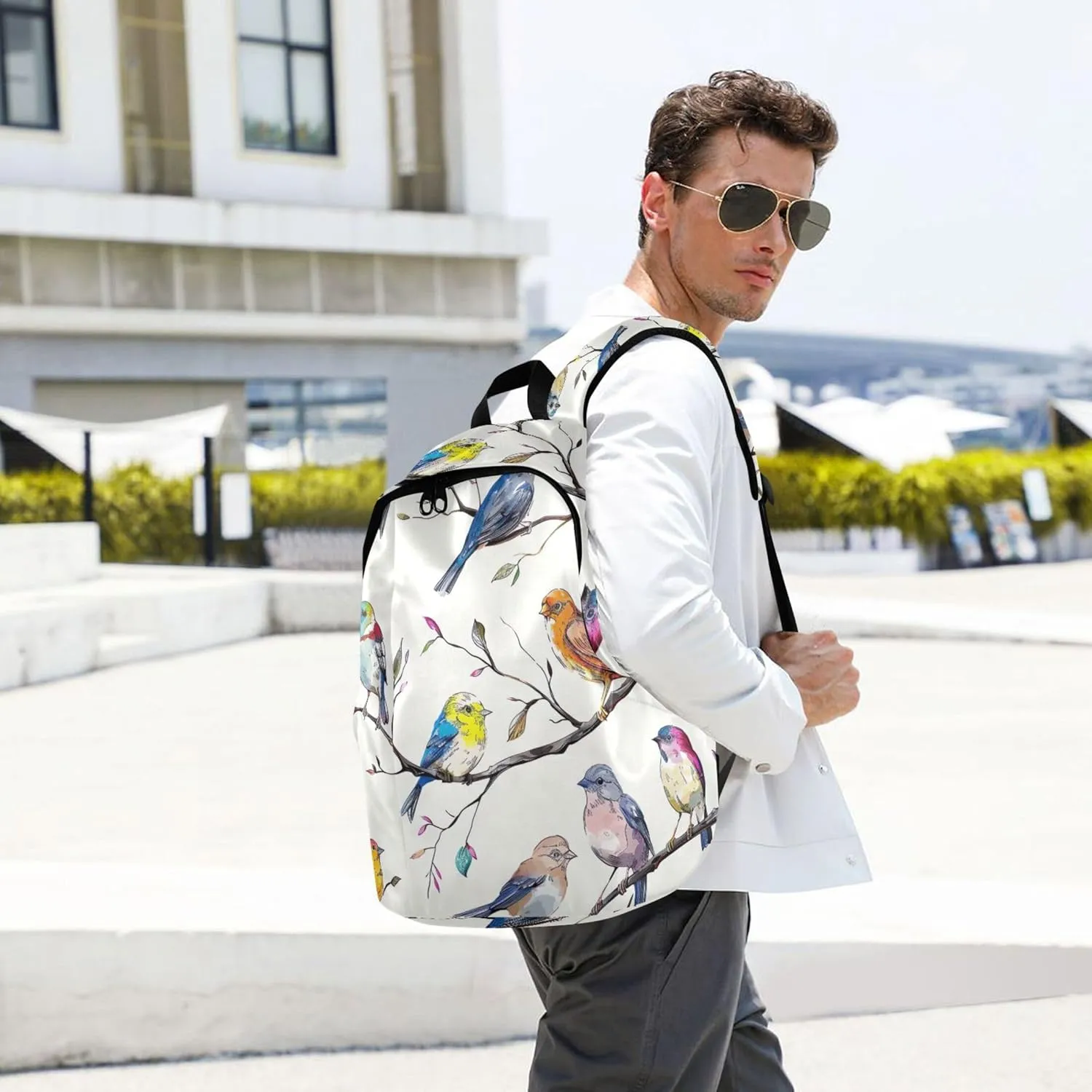 Casual Backpack for Men Women Animal Colorful Birds Lightweight School Backpack for Teens