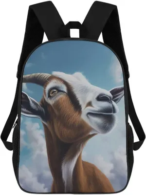 Casual Backpack for Men Women Waterproof Lightweight Daypack Travel Laptop Bag Blue Goat Print