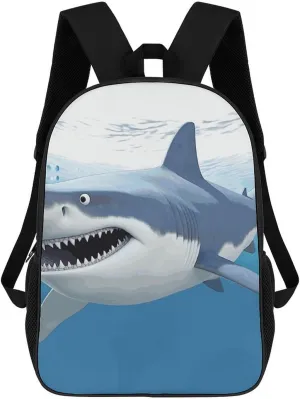 Casual Backpack for Men Women Waterproof Lightweight Daypack Travel Laptop Bag White Shark