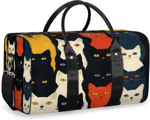 Cat Duffle Bag for Travel, Overnight Weekend Gym Carry On Luggage Bag, Cat Printed Travel Duffel Bag for Men Women
