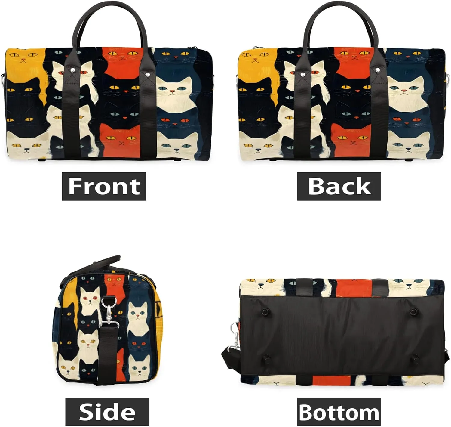 Cat Duffle Bag for Travel, Overnight Weekend Gym Carry On Luggage Bag, Cat Printed Travel Duffel Bag for Men Women