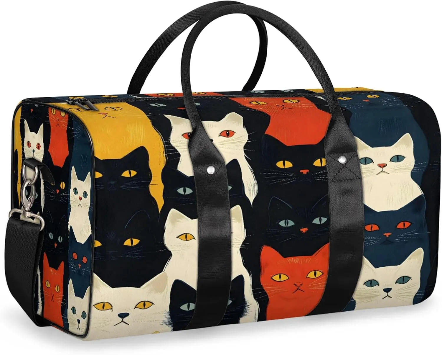 Cat Duffle Bag for Travel, Overnight Weekend Gym Carry On Luggage Bag, Cat Printed Travel Duffel Bag for Men Women
