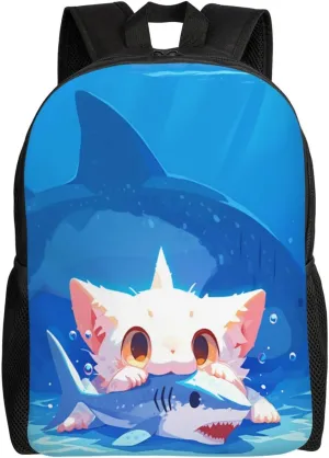 Cat Eating Fish Backpack Waterproof Anti Theft Durable Light Laptop Bag Backpacks For Women Men Travel Gym Backpack