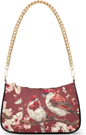 CEBUGI Crossbody Bags for Women Shoulder Purse Bird Flower Handbags Stylish Clutch Purse with Chain Strap
