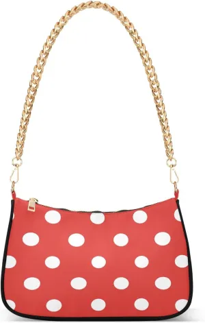 CEBUGI Crossbody Bags for Women Shoulder Purse White Polka Dots Handbags Stylish Clutch Purse with Chain Strap