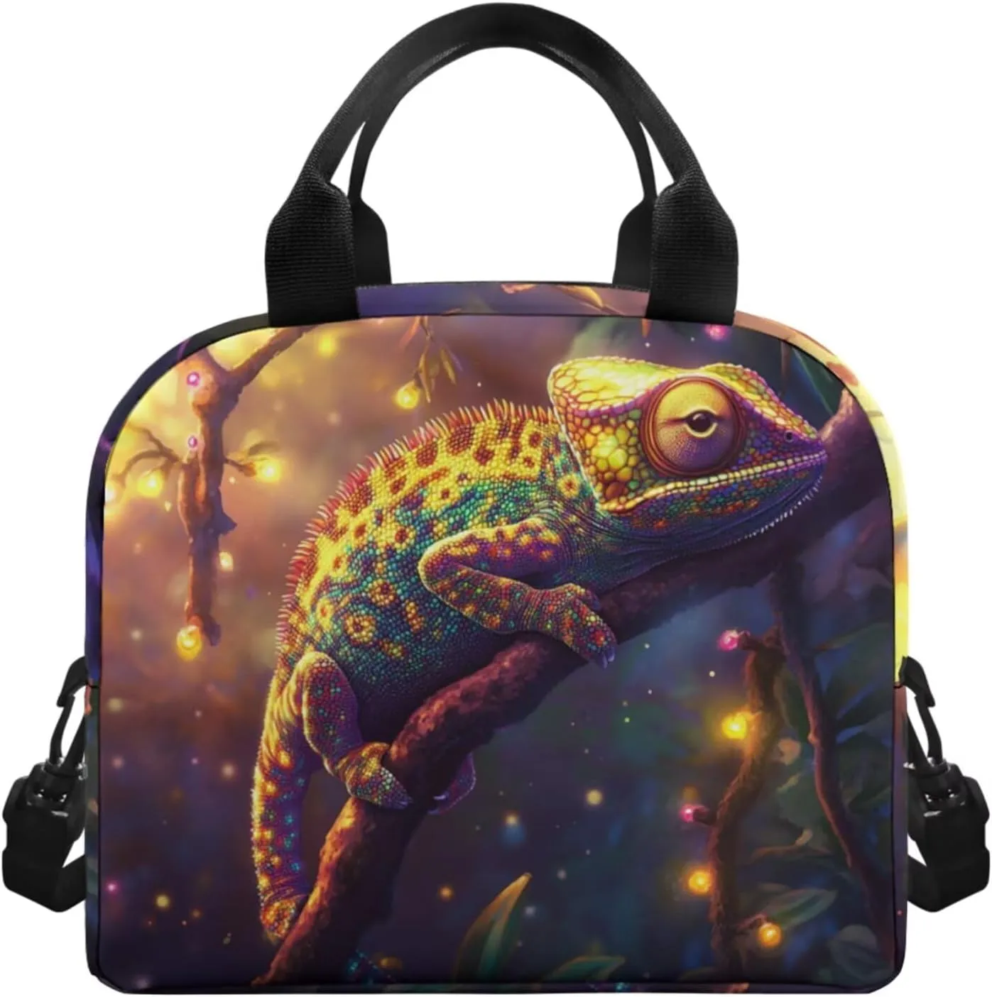 Chameleon 4 Pcs Set Kids School Backpack with Lunch Bag for Boys 1st Grade Cool Backpacks for Boys Bookbags for Ages 9-12 Pencil Case Bookmarks Shoulder Bag for Elementary School