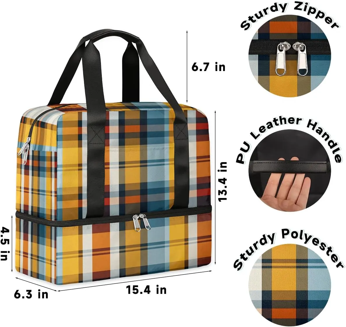 Check Travel Duffel Bag Dry Wet Separated Sports Tote Travel Duffle Bag Gym Workout Bag Women Travel Duffel Bag for Women, Travel, Gym, Work