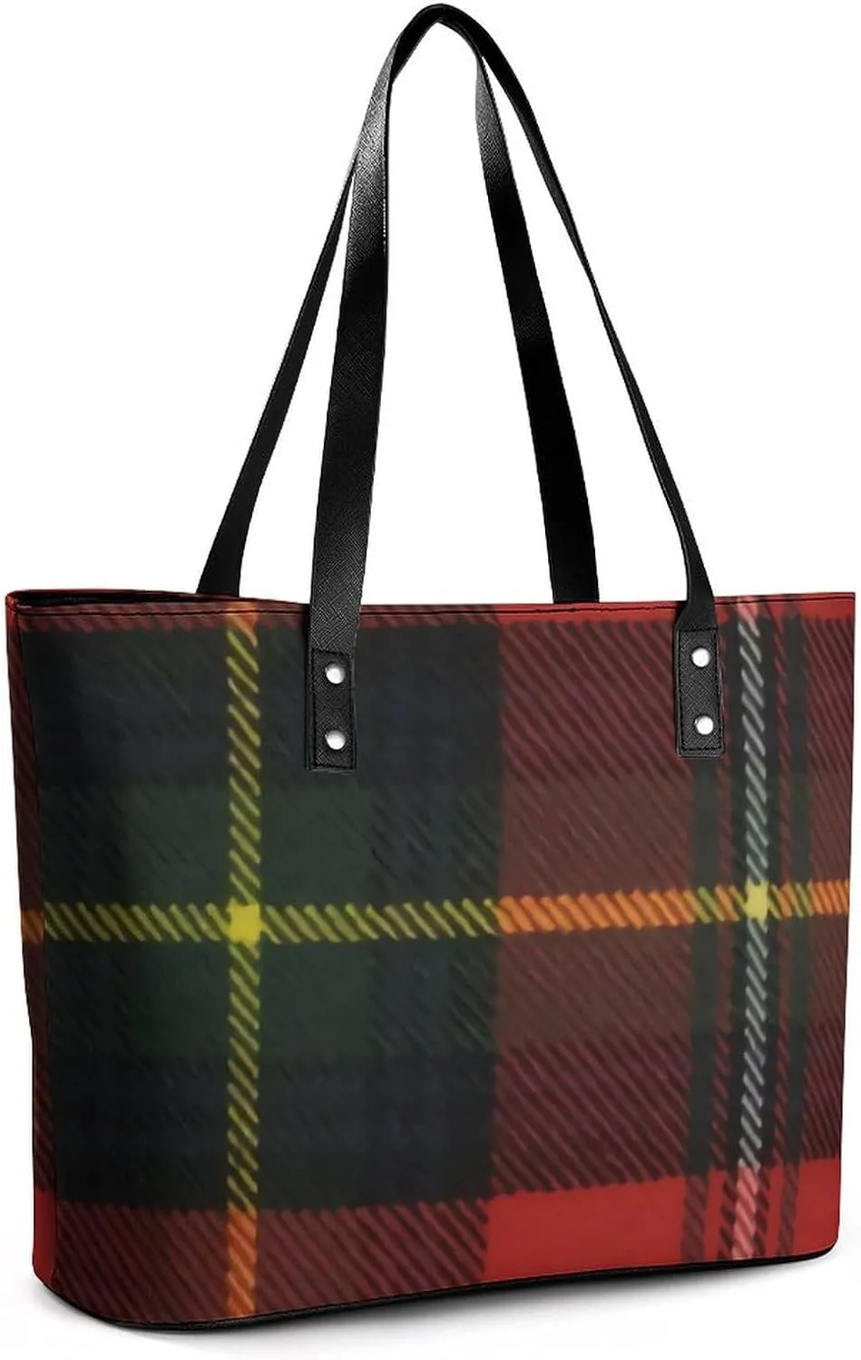 Checkered Black And White Large Capacity Portable Leather Handbag