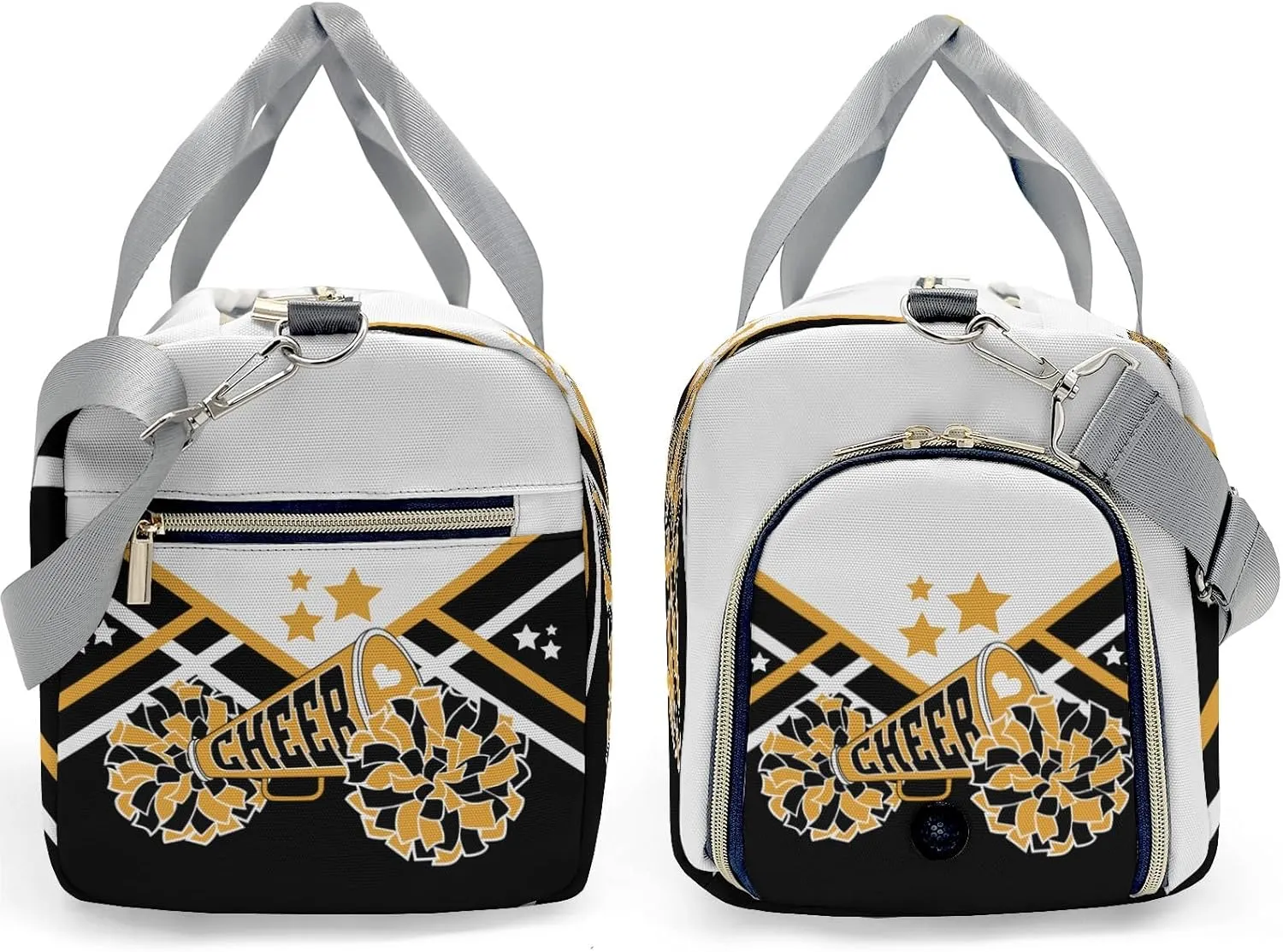 Cheer Cheerleader Gold White Multifunction Sport Duffel Bag Gym Travel Perform Training Weekender Bags Getaway Bags