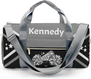 Cheer Cheerleader Grey Duffel Bag Custom Waterproof Sport Gym Travel Perform Training Bags with Name