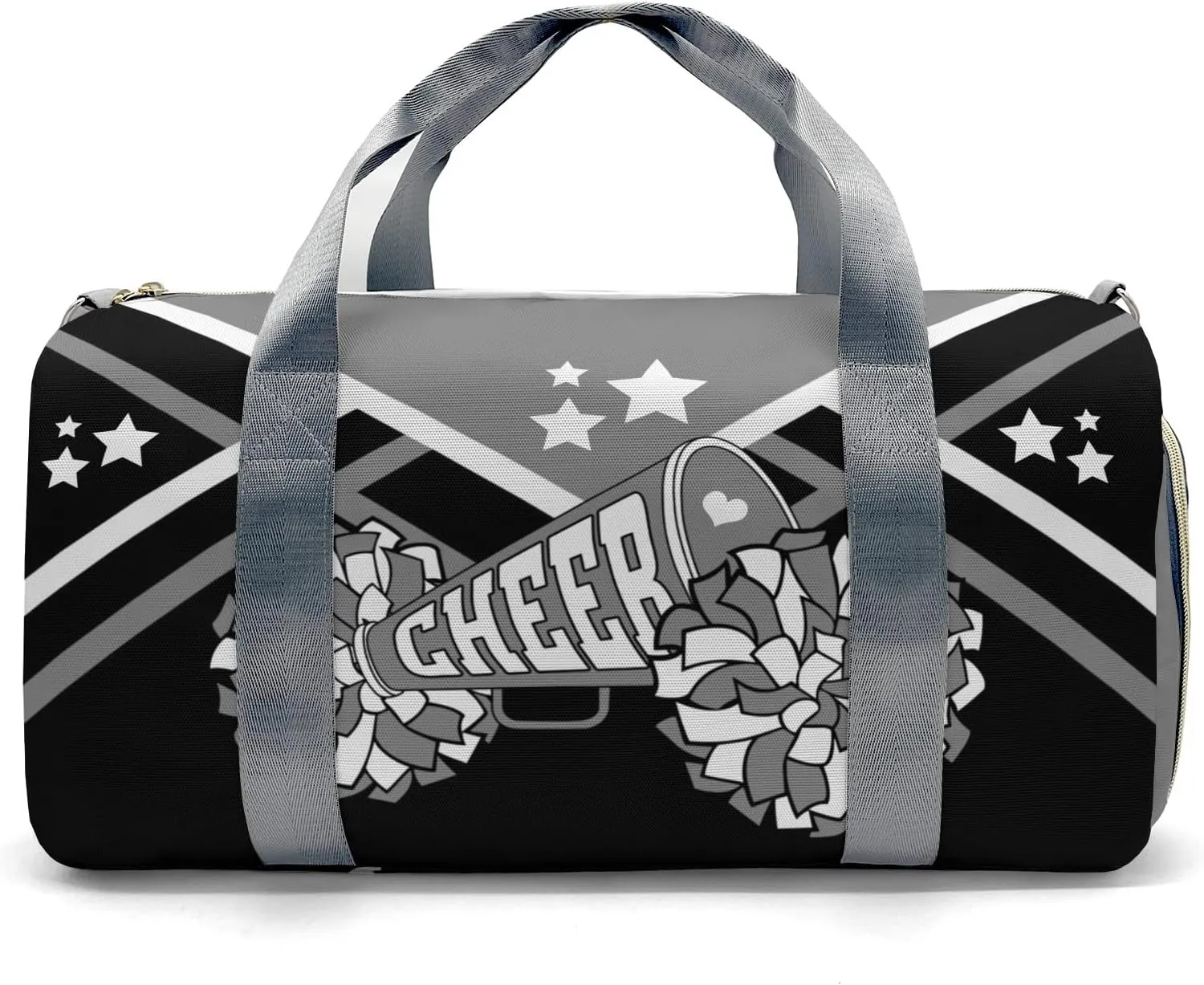 Cheer Cheerleader Grey Duffel Bag Custom Waterproof Sport Gym Travel Perform Training Bags with Name