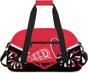 Cheer Kids Overnight Duffel Bags for Girls Red Black Cheerleading Sport Gym Bag Duffel Bag for Travel Weekender Practice Gymnastics Ballet School Cheerleader Gym Duffel Bag