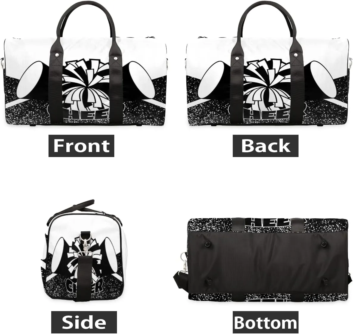 Cheer Theme Travel Duffle Bag, Sports Gym Bags for Women Men, Carry On Weekender Overnight Workout Airplane Trips Bag