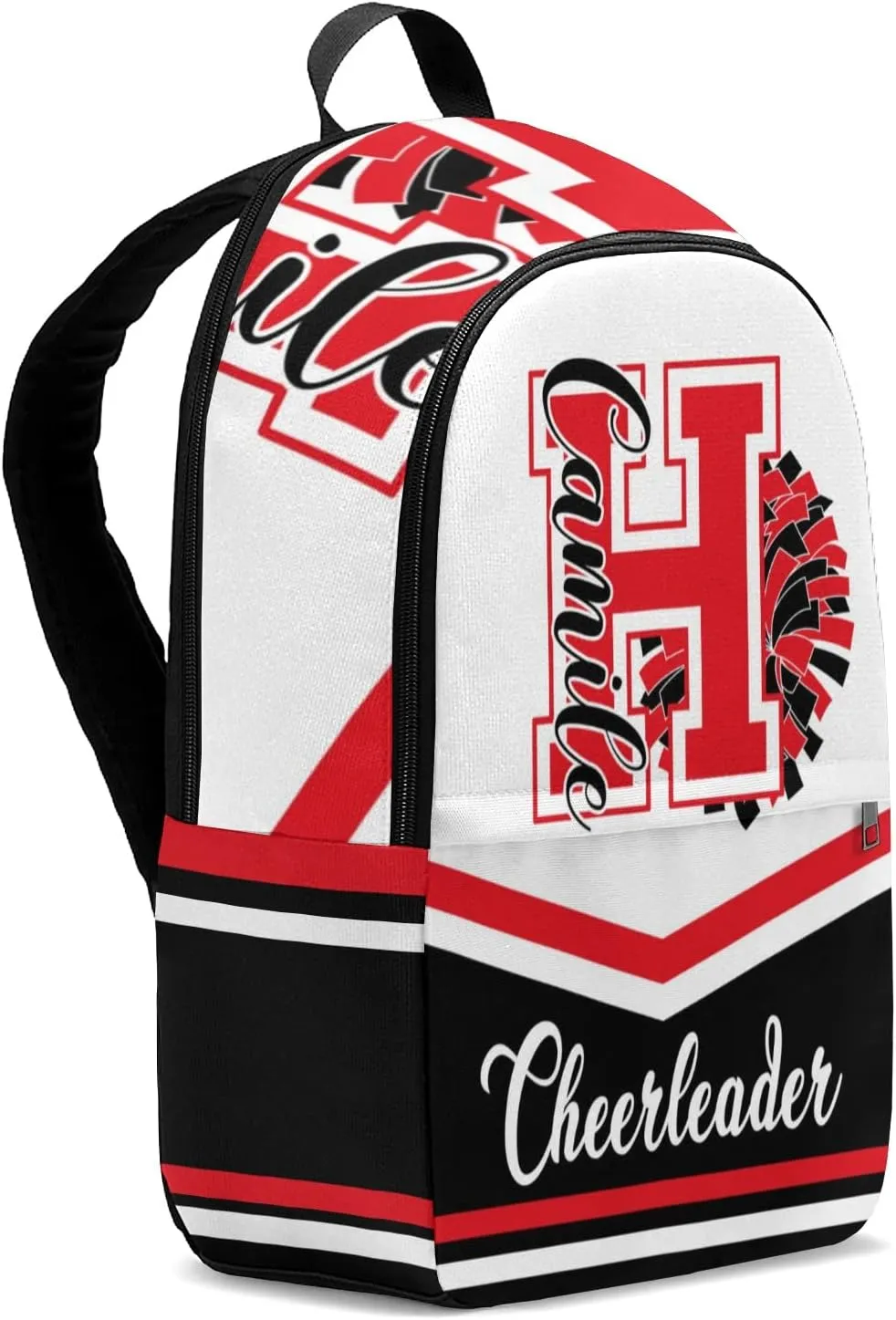 Cheerleader Black Red Personalized Backpack for Teen Boys Girls,Custom Travel Backpack Bookbag Casual Bag Name Gift