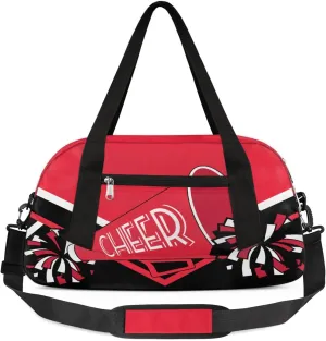 Cheerleader Overnight Duffel Bags for Girls Red Black Cheer Sport Gym Bag Duffel Bag for Travel Weekender Practice Gymnastics Ballet School Gym Sleepover Bag