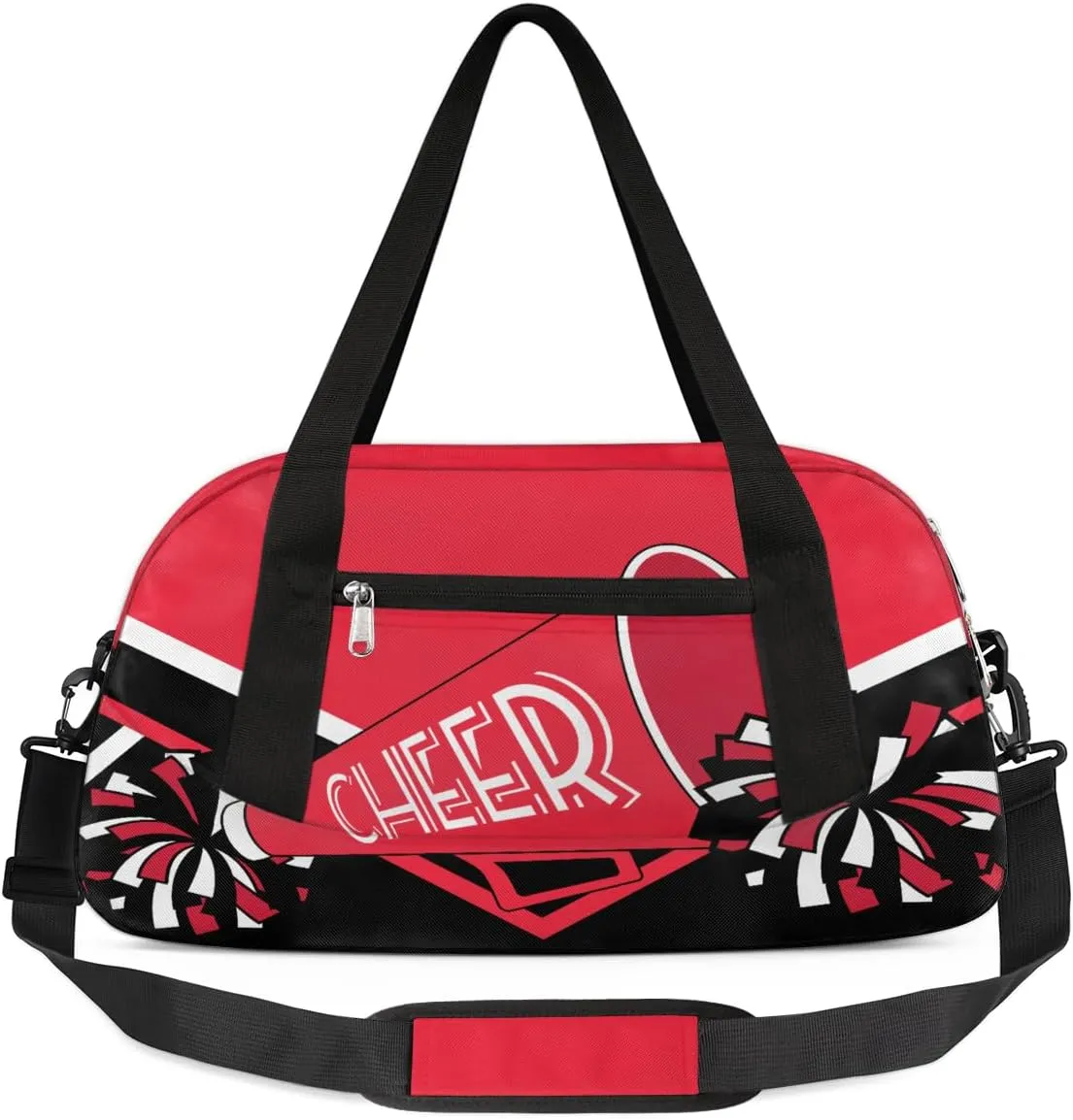 Cheerleader Overnight Duffel Bags for Girls Red Black Cheer Sport Gym Bag Duffel Bag for Travel Weekender Practice Gymnastics Ballet School Gym Sleepover Bag