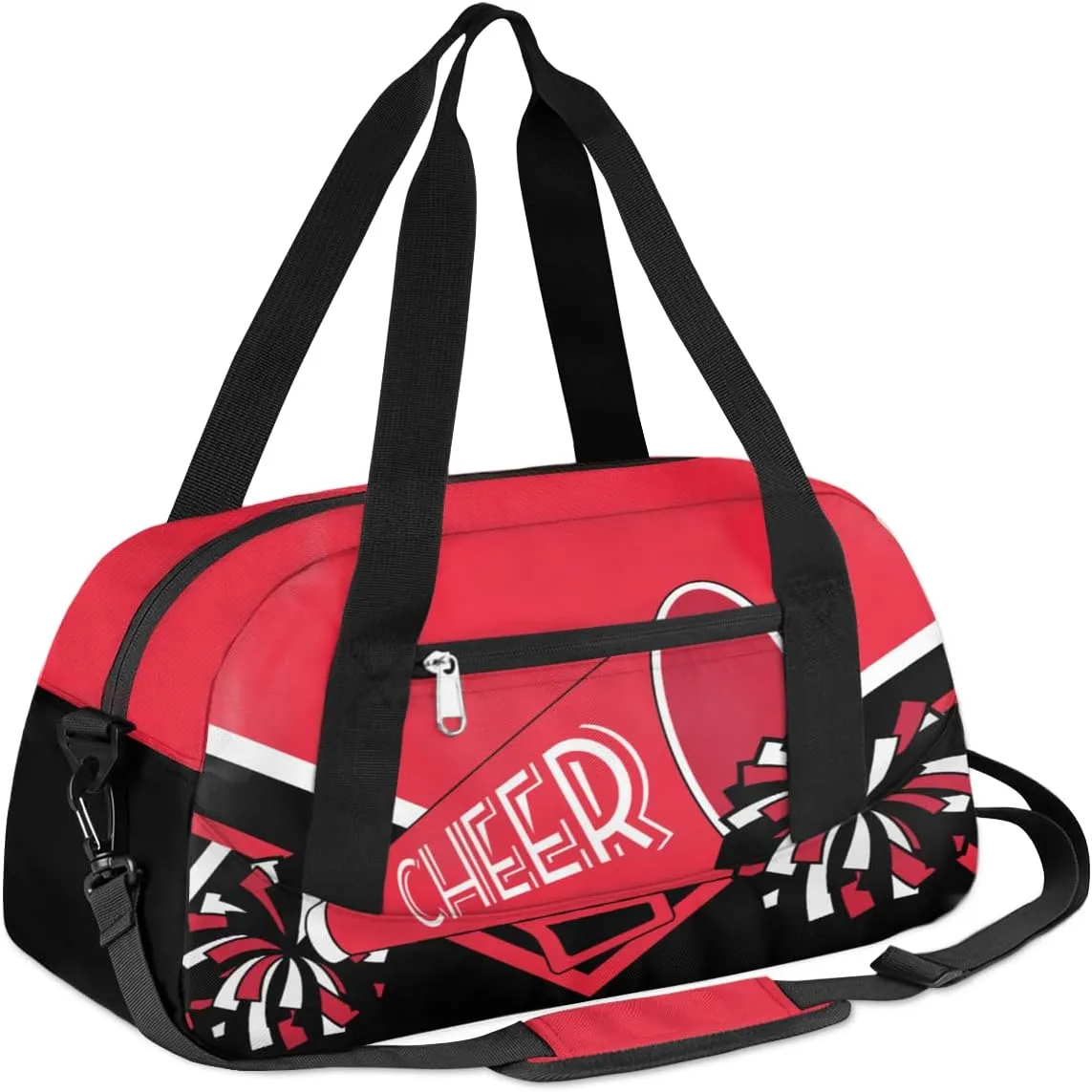 Cheerleader Overnight Duffel Bags for Girls Red Black Cheer Sport Gym Bag Duffel Bag for Travel Weekender Practice Gymnastics Ballet School Gym Sleepover Bag