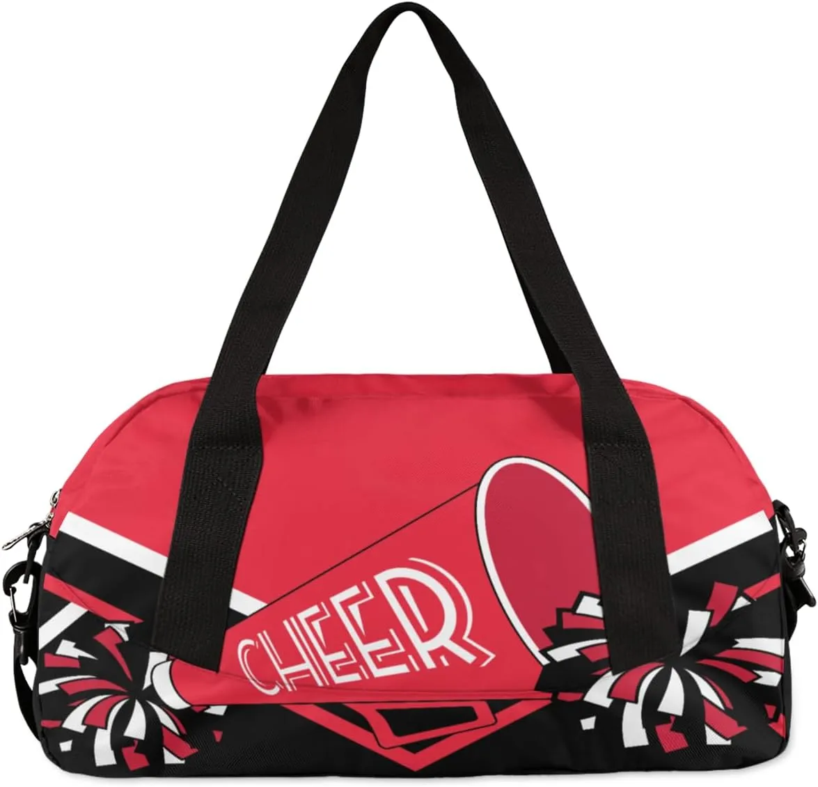 Cheerleader Overnight Duffel Bags for Girls Red Black Cheer Sport Gym Bag Duffel Bag for Travel Weekender Practice Gymnastics Ballet School Gym Sleepover Bag