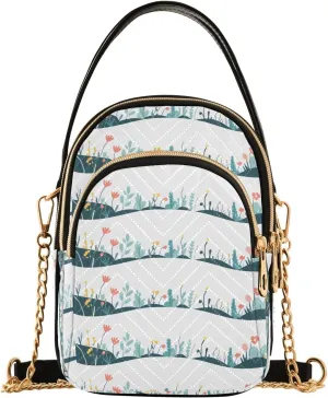 Cheery Florals Shoulder Handbag for Girls Stylish Crossbody Handbags with Detachable Chain Shoulder Strap