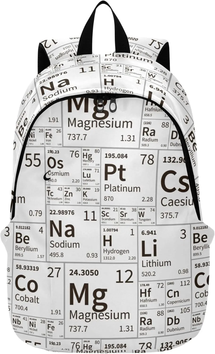 Chemical Periodic Table White Laptop Backpack Travel Hiking Camping Work Computer Back Packs Book Bags for Men Women