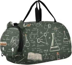 Chemistry and Physical Black Sports Duffle Bag for Teens Girls Boys, Gym Bag with Shoe Compartment, Kids Travel Overnight Weekender Shoulder Bag