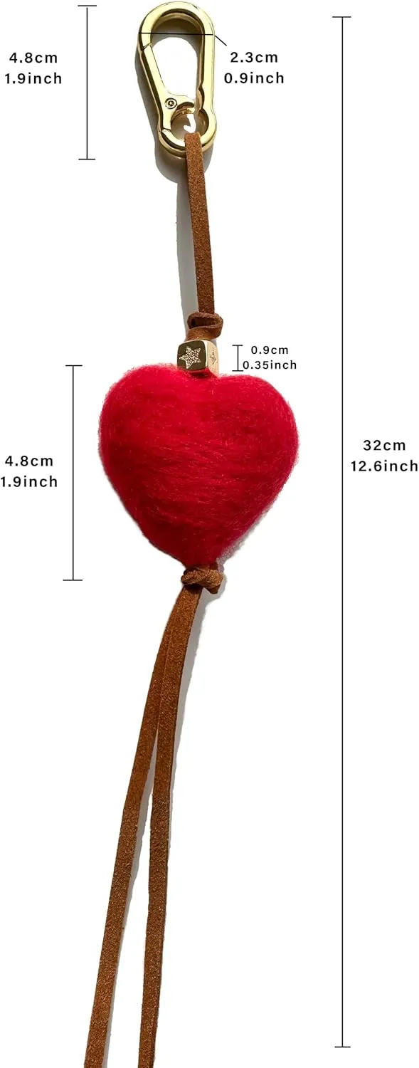 Cherry Bag Charm Crystal Stone Leather Rope Keychain Leather Tassel KeyChain Hand Woven