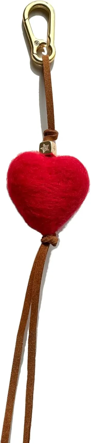 Cherry Bag Charm Crystal Stone Leather Rope Keychain Leather Tassel KeyChain Hand Woven