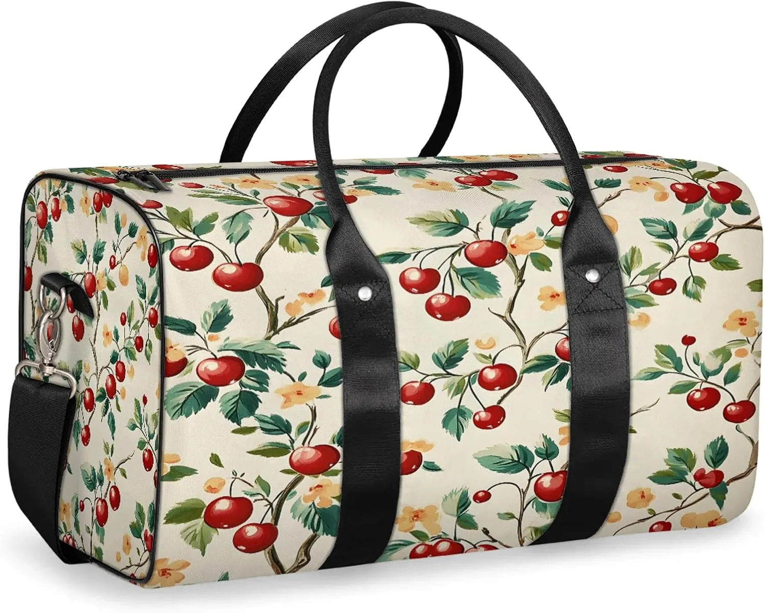 Cherry Duffle Bag for Travel, Overnight Weekend Gym Carry On Luggage Bag, Fruit Travel Duffel Bag for Men Women