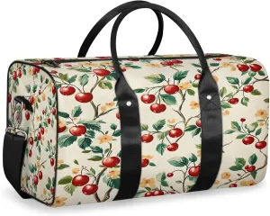 Cherry Duffle Bag for Travel, Overnight Weekend Gym Carry On Luggage Bag, Fruit Travel Duffel Bag for Men Women