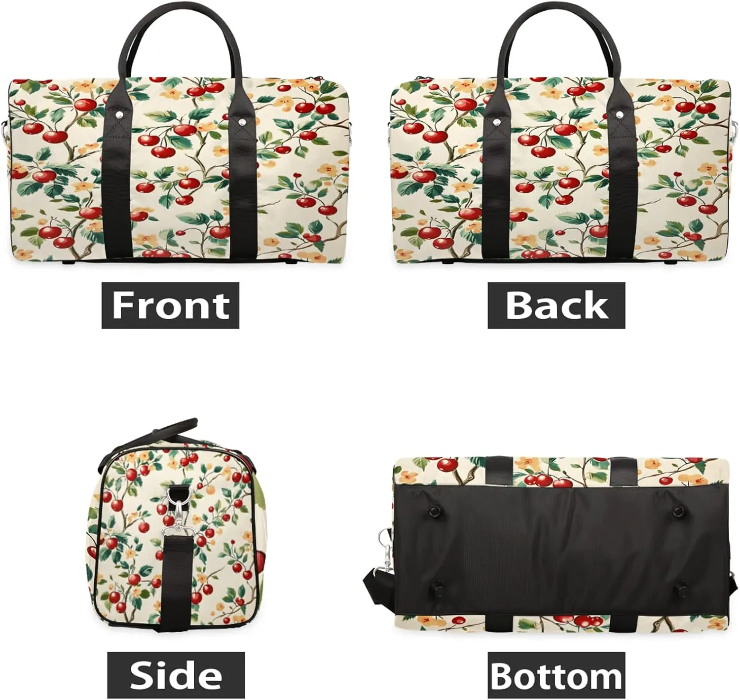 Cherry Duffle Bag for Travel, Overnight Weekend Gym Carry On Luggage Bag, Fruit Travel Duffel Bag for Men Women