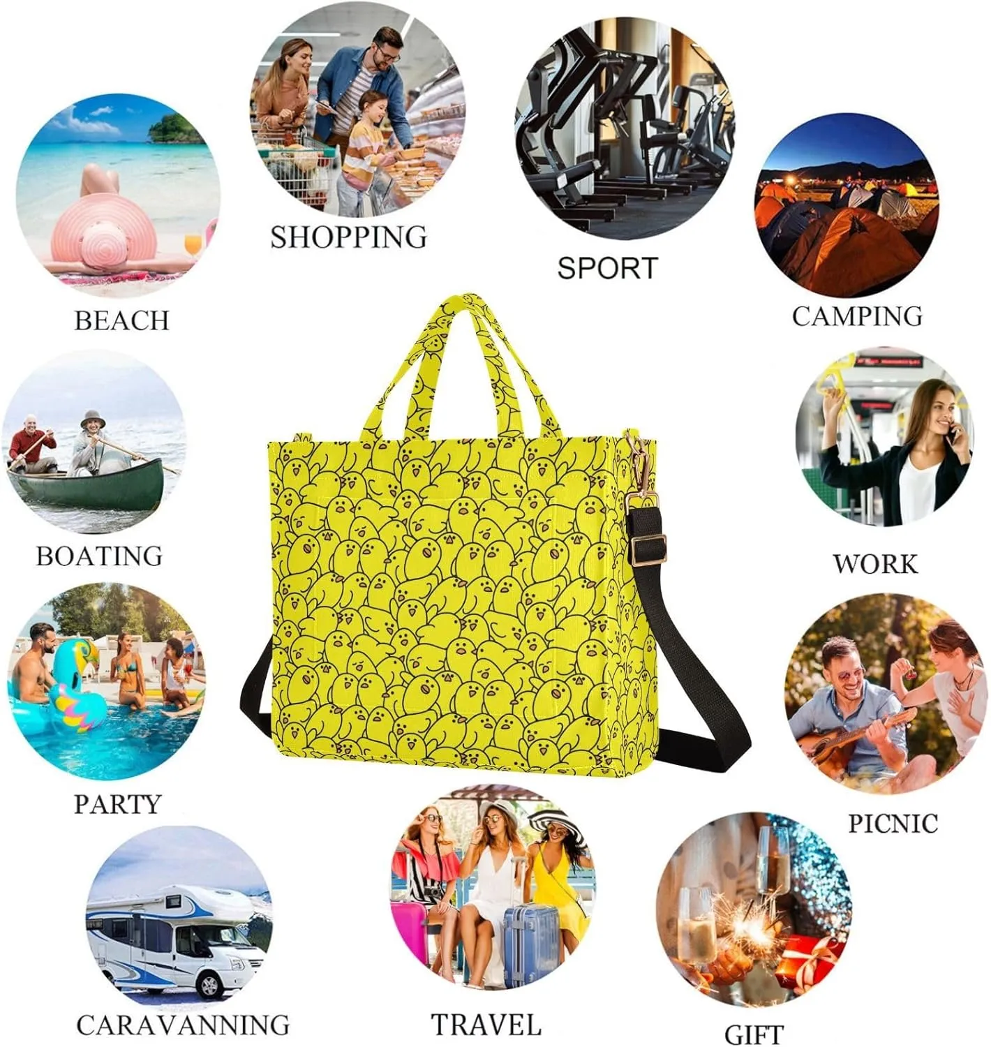 Chic Floral Pattern Corduroy Satchel Tote Shoulder Bag for Women Weekender Travel Beach Shopping Gym
