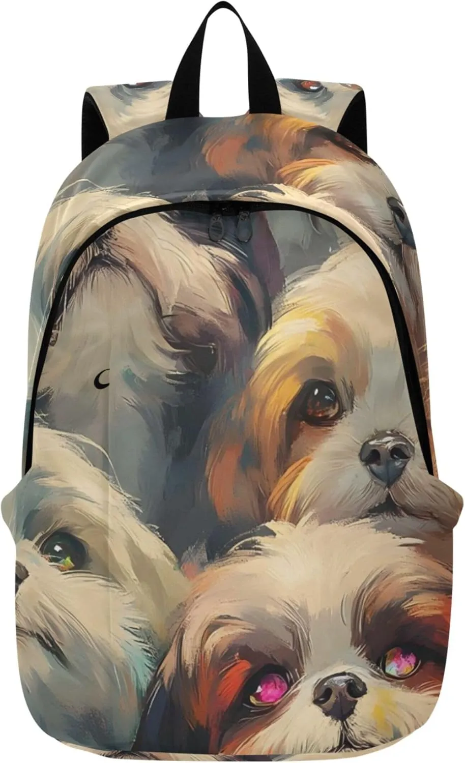 CHIFIGNO Blue Pink Cute Backpacks for Woman Casual Colorful Shih Tzu Dogs Abstract Cool Cool Teen Backpacks for Girls
